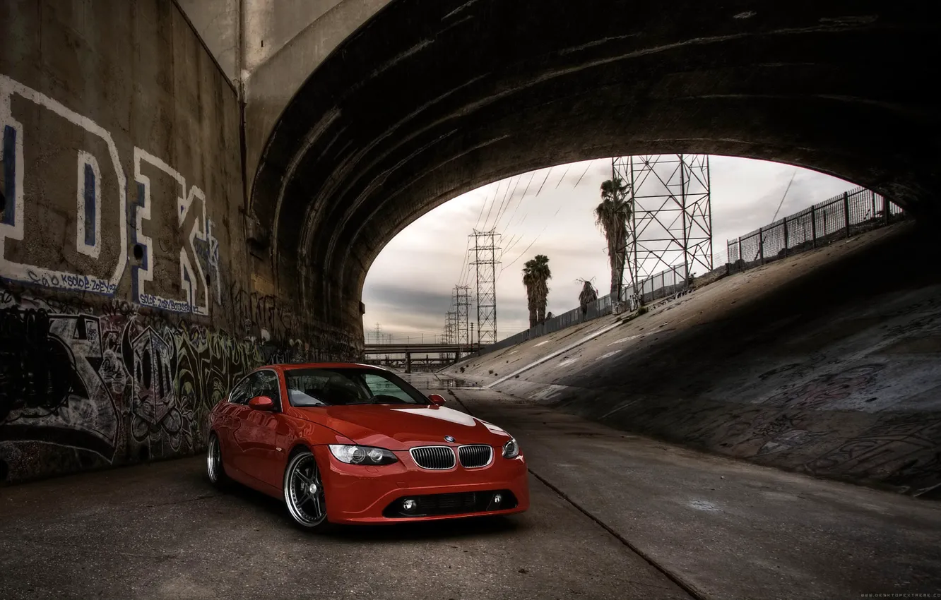 Фото обои красный, мост, бмв, BMW, канал