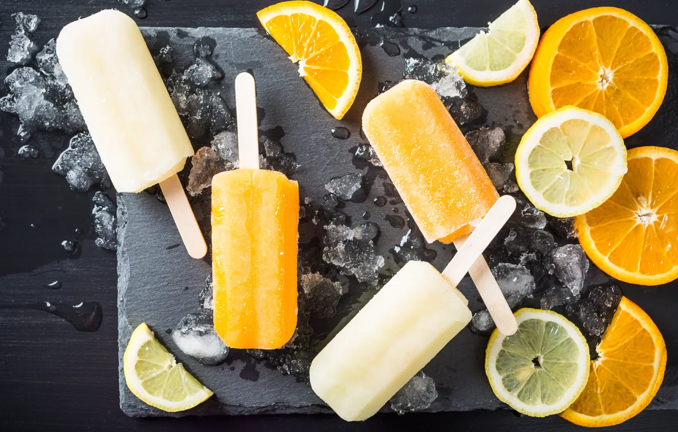 Фото обои lemon, orange, ice cream