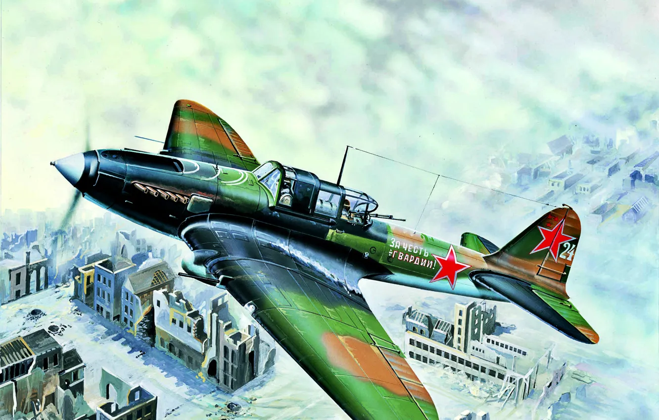Фото обои Вторая Мировая война, Ил-2, ВВС РККА, Ил-2 Штурмовик, Betonflugzeug, самый массовый боевой самолет, Ил-2M, двигатель …
