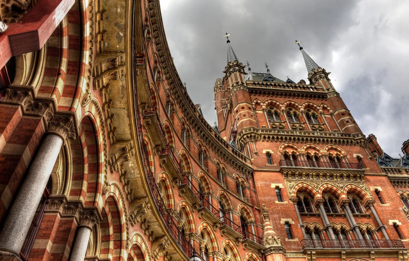 Фото обои здание, Англия, Лондон, вокзал, London, England, St Pancras, здание вокзала