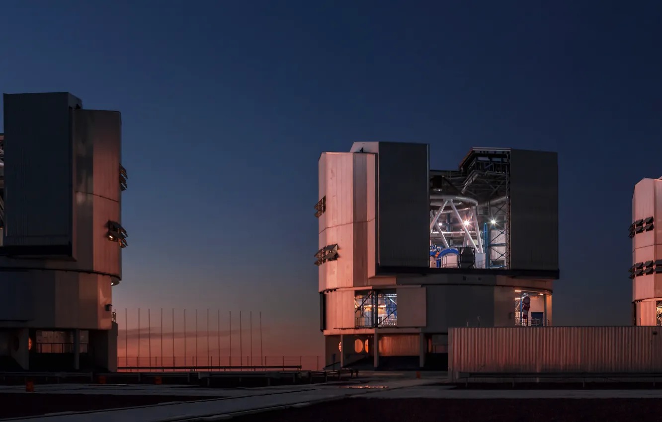 Фото обои Observatory, Chili, Cerro Paranal, ESO Very Large Telescope (VLT), Panoramic Picture