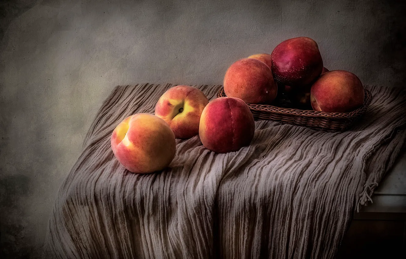 Фото обои фрукты, натюрморт, персики