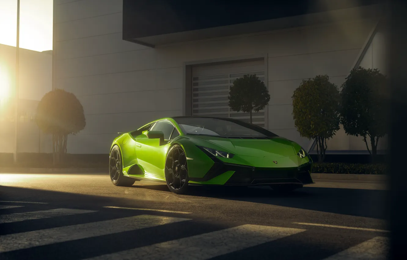Фото обои green, Lamborghini, light, supercar, lambo, shadows, Huracan, Lamborghini Huracan Tecnica