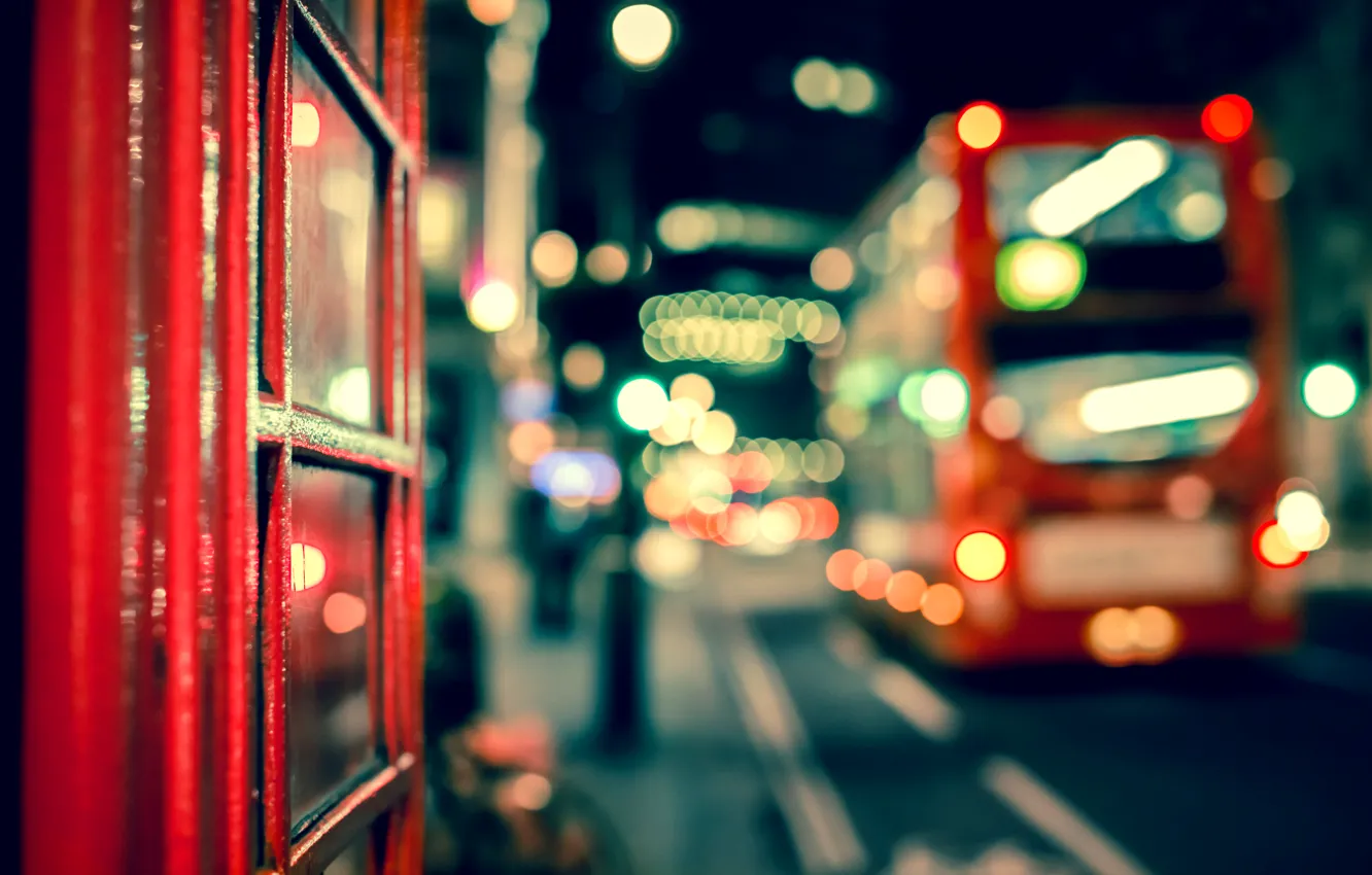 Фото обои дорога, макро, ночь, город, огни, Англия, Лондон, Великобритания