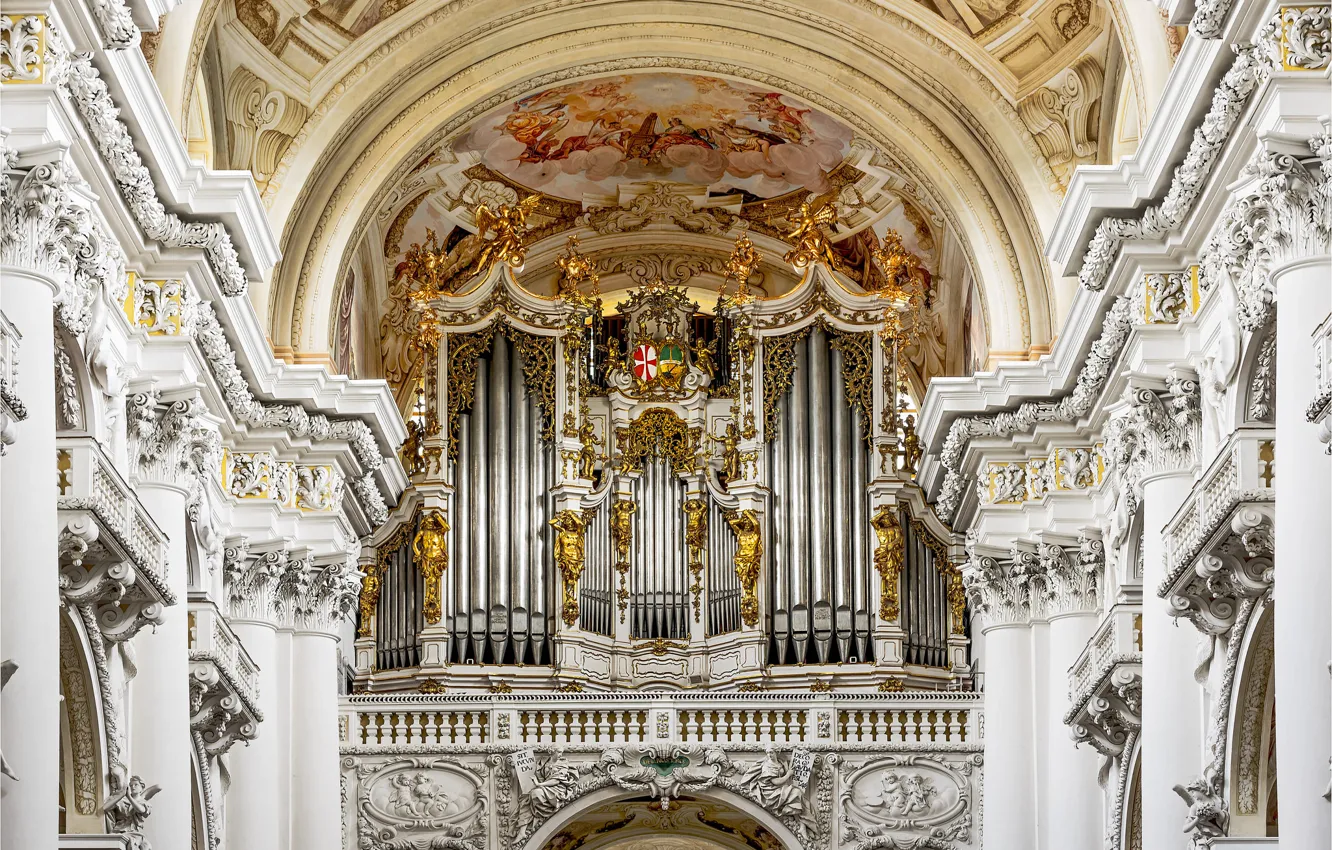 Фото обои Австрия, церковь, собор, религия, орган, аббатство святого Флориана