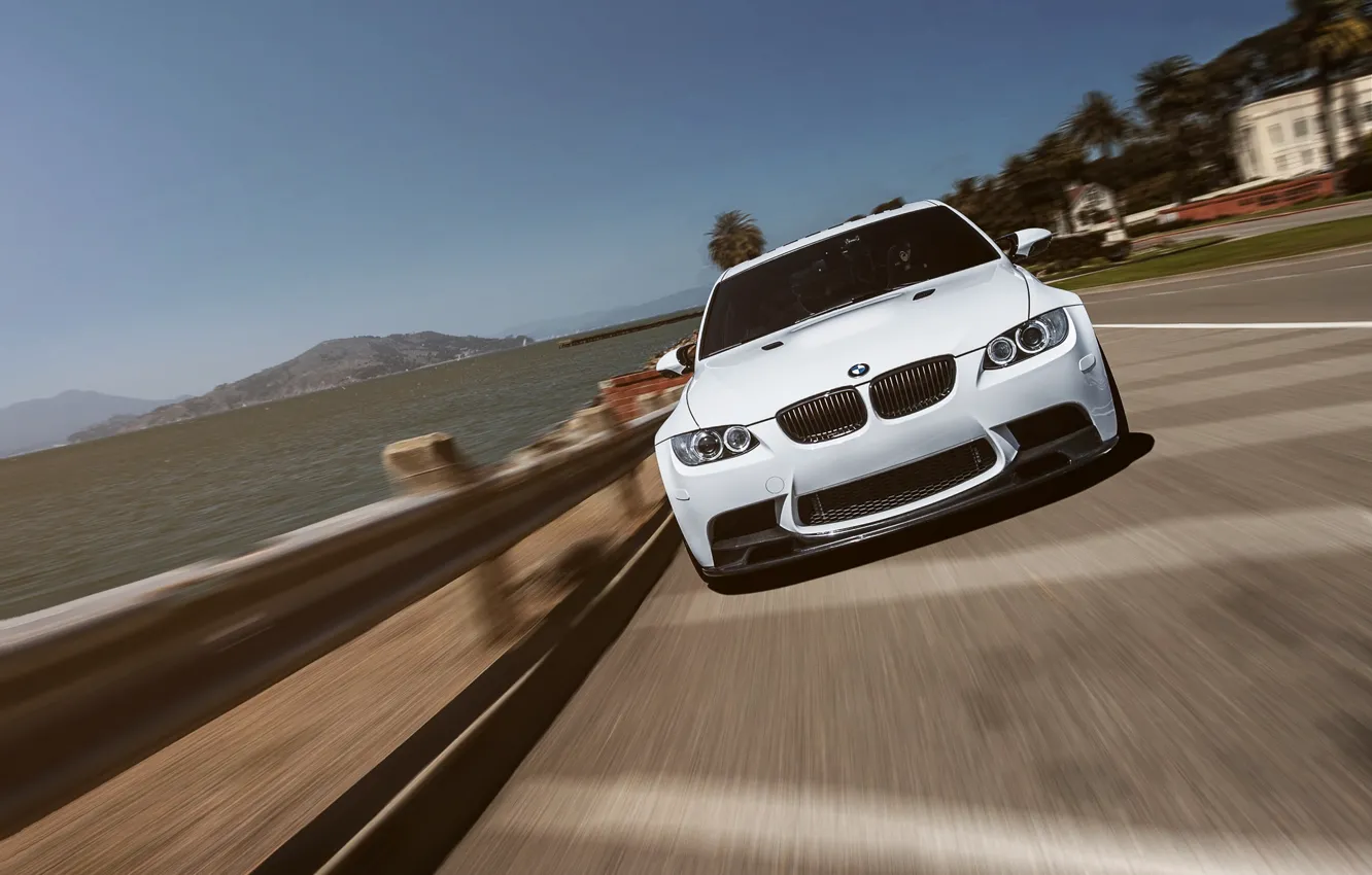 Фото обои BMW, Car, White, San Francisco, Sport, Sedan, E90, Performance