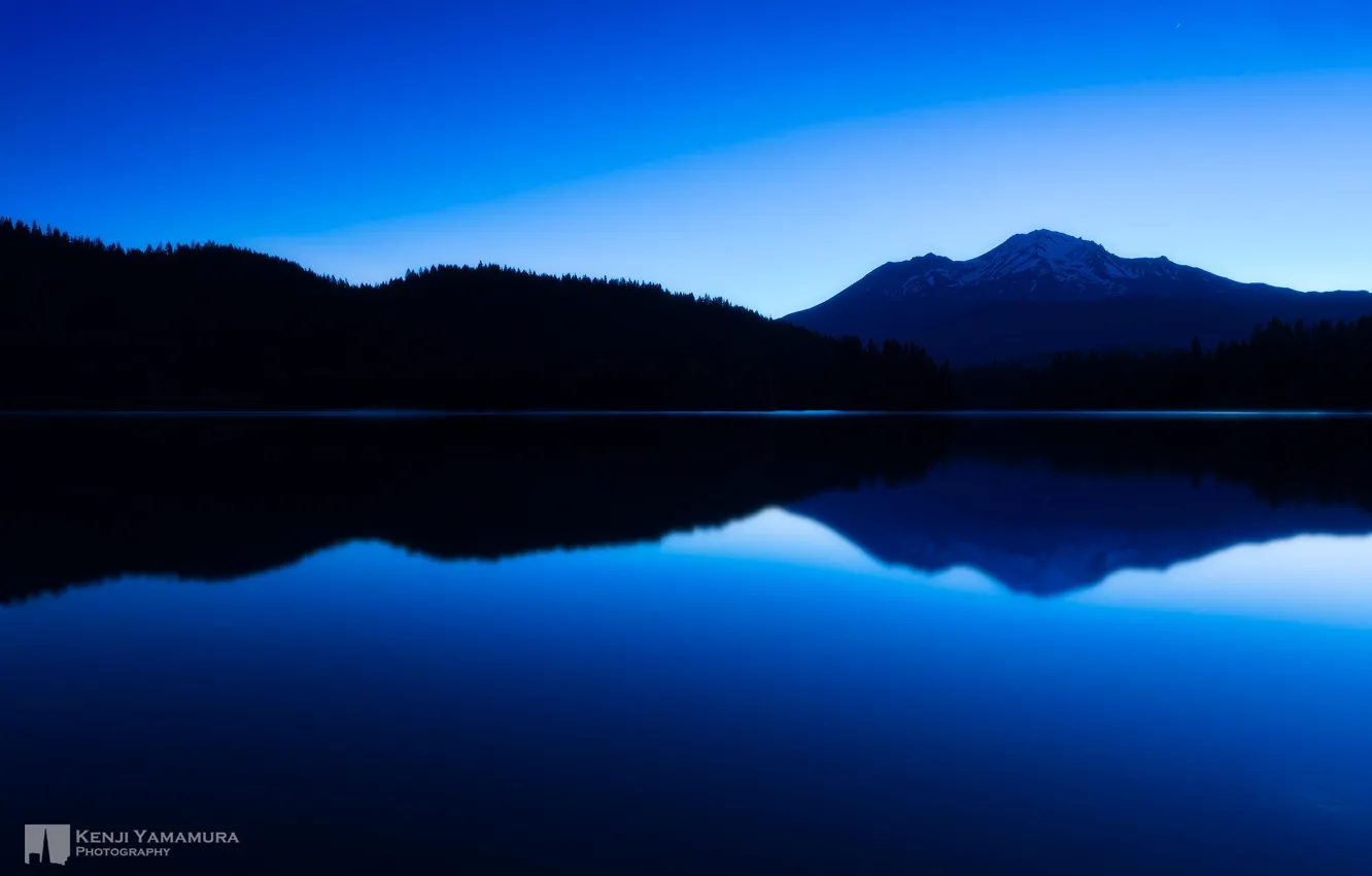 Фото обои озеро, гора, сумерки, photographer, покой, Kenji Yamamura