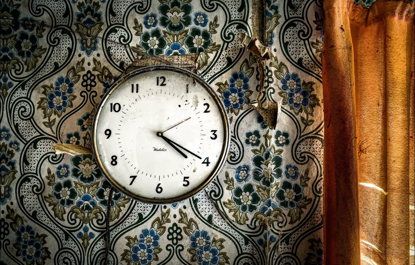 Фото обои стена, обои, часы