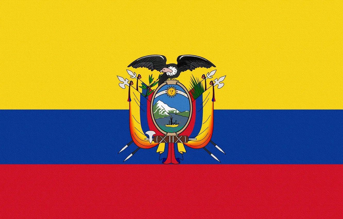Фото обои Флаг, Герб, Эквадор, Ecuador