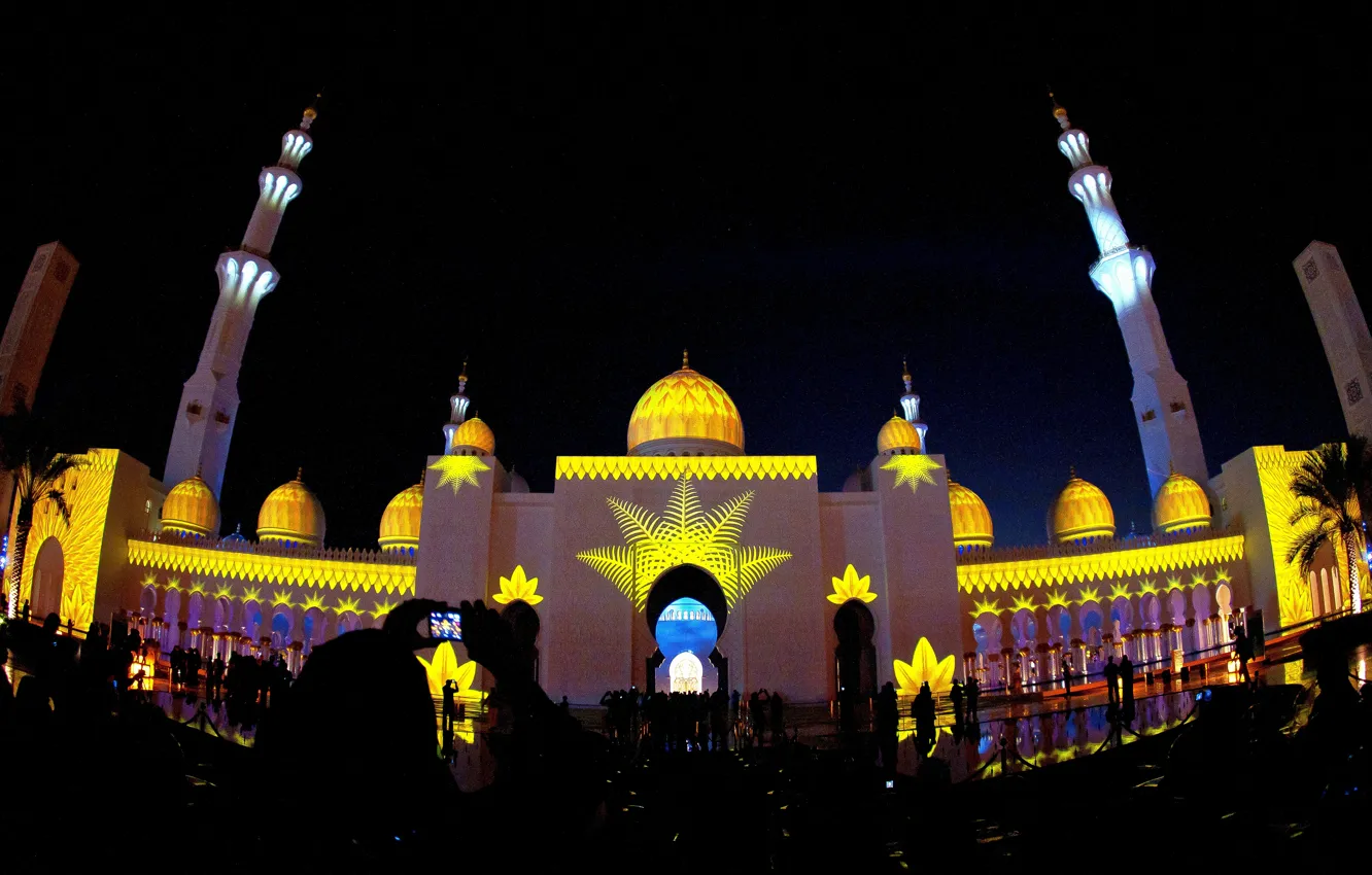 Фото обои night, ОАЭ, Мечеть шейха Зайда, Абу-Даби, Sheikh Zayed Grand Mosque, Abu-Dabi