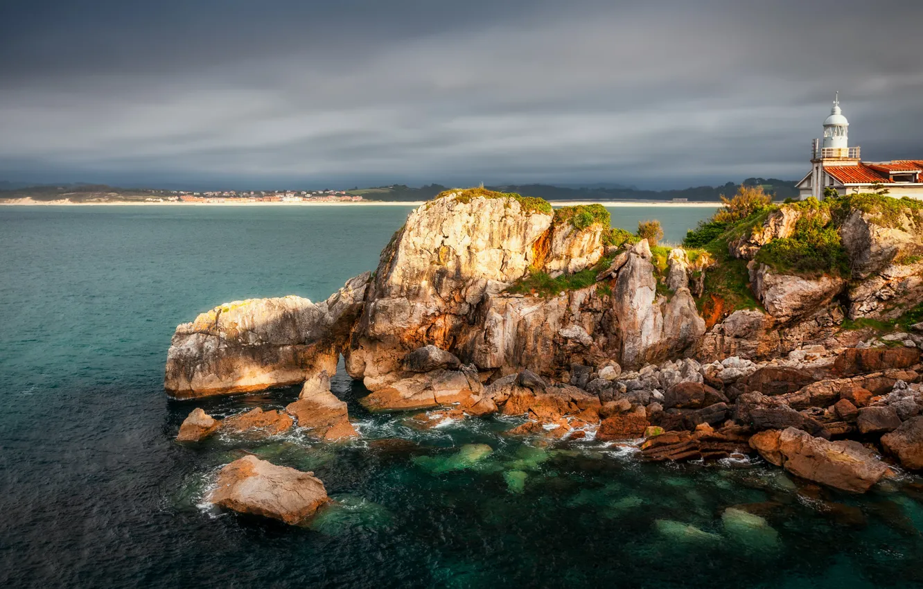 Фото обои море, пейзаж, природа, скалы, маяк, Александр Безмолитвенный