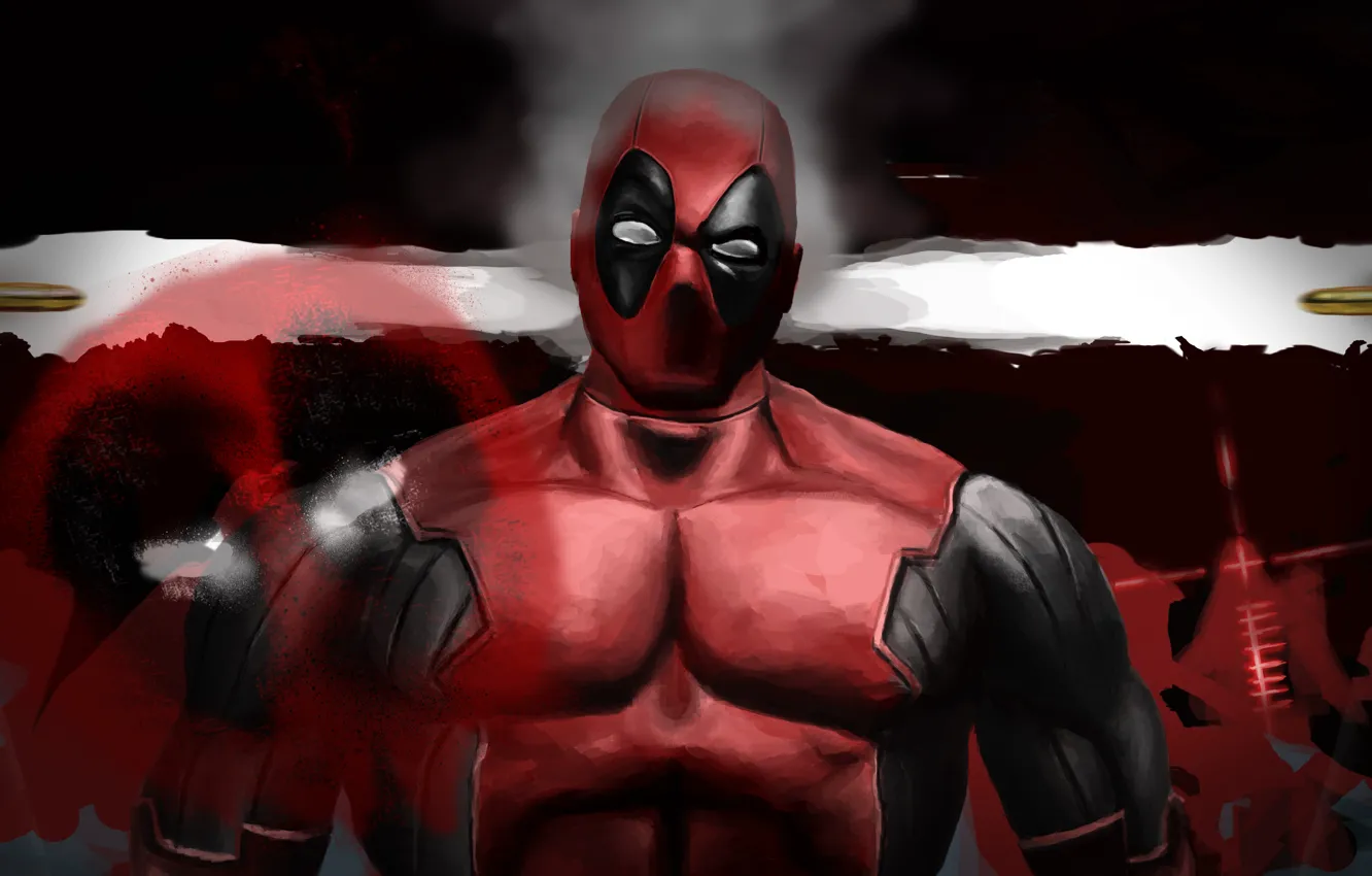 Фото обои Рисунок, Пули, Дэдпул, Прицел, Уэйд Уинстон Уилсон, DeadPool