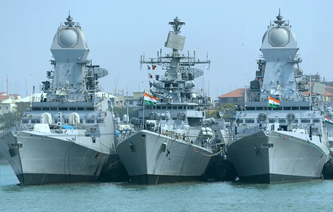 Фото обои фрегаты, ВМС Индии, Mumbai