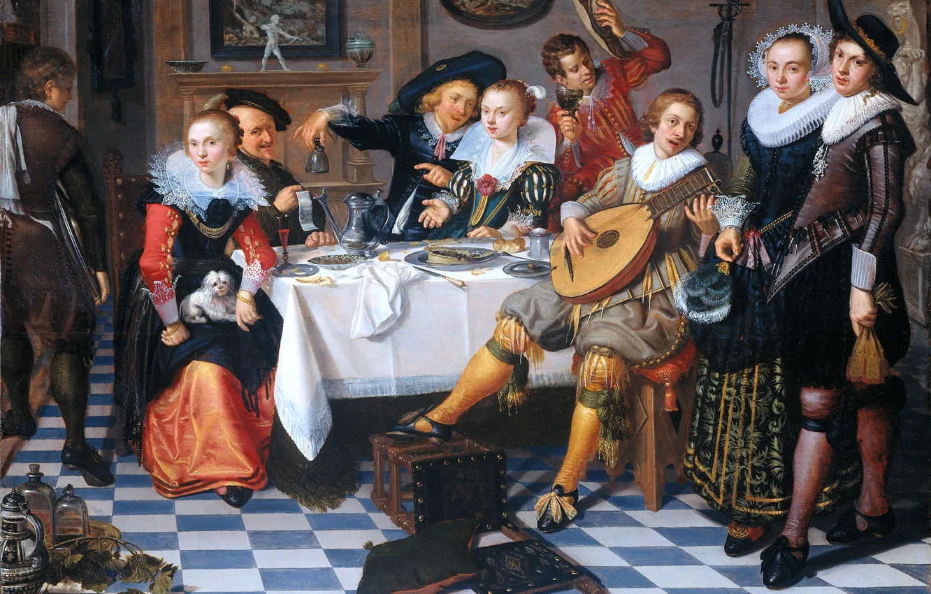 Фото обои картина, жанровая, Исаак Элиас, Компания Празднует