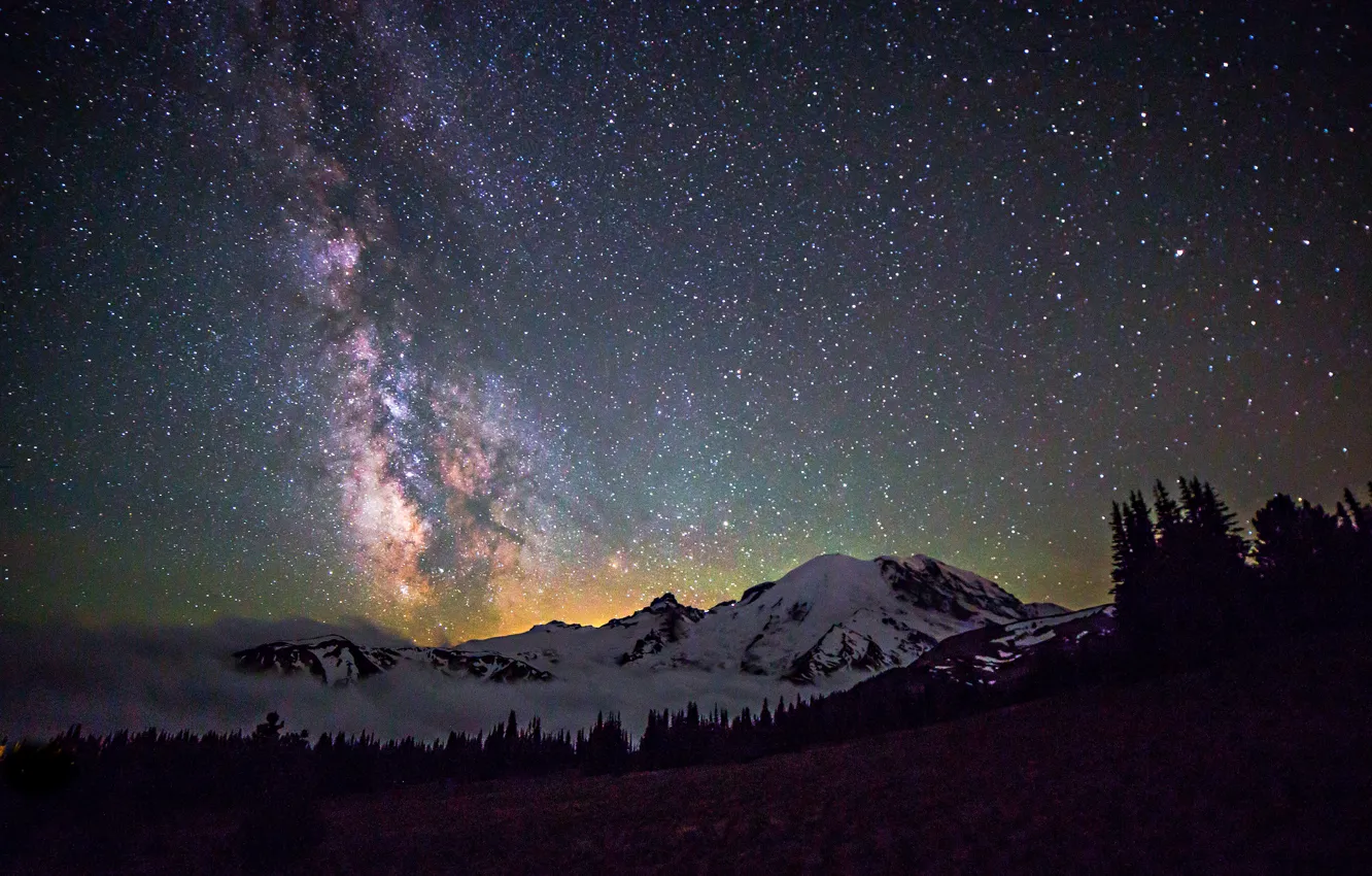 Фото обои космос, звезды, пейзаж, ночь, пространство, млечный путь