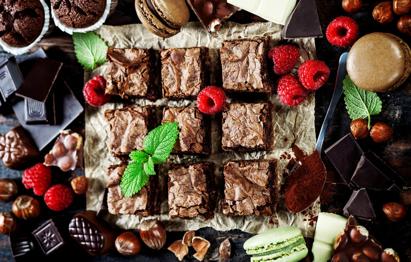 Фото обои ягоды, конфеты, пирог, шоколадный, Natalia Klenova