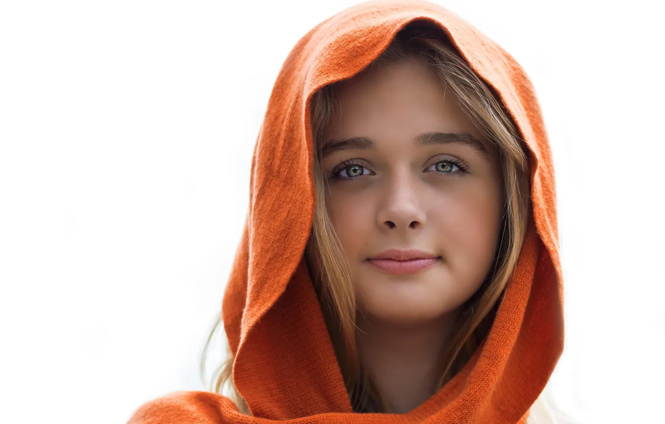 Фото обои взгляд, фон, портрет, orange