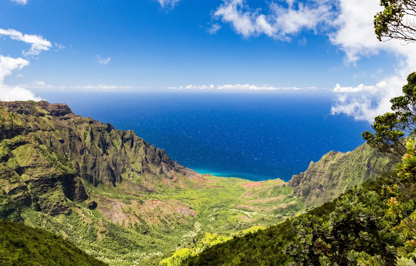 Фото обои море, Гавайи, остров Кауаи, Долина Калалау