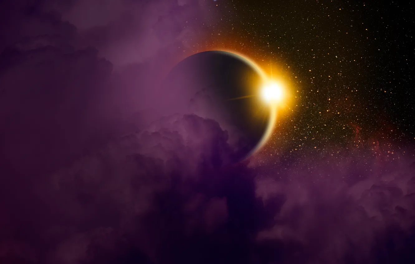 Фото обои light, sun, planet, Sci Fi, solar eclipse