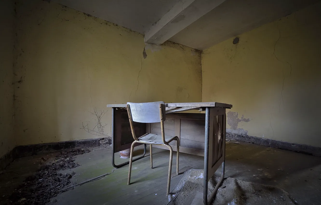 Фото обои стол, комната, стул