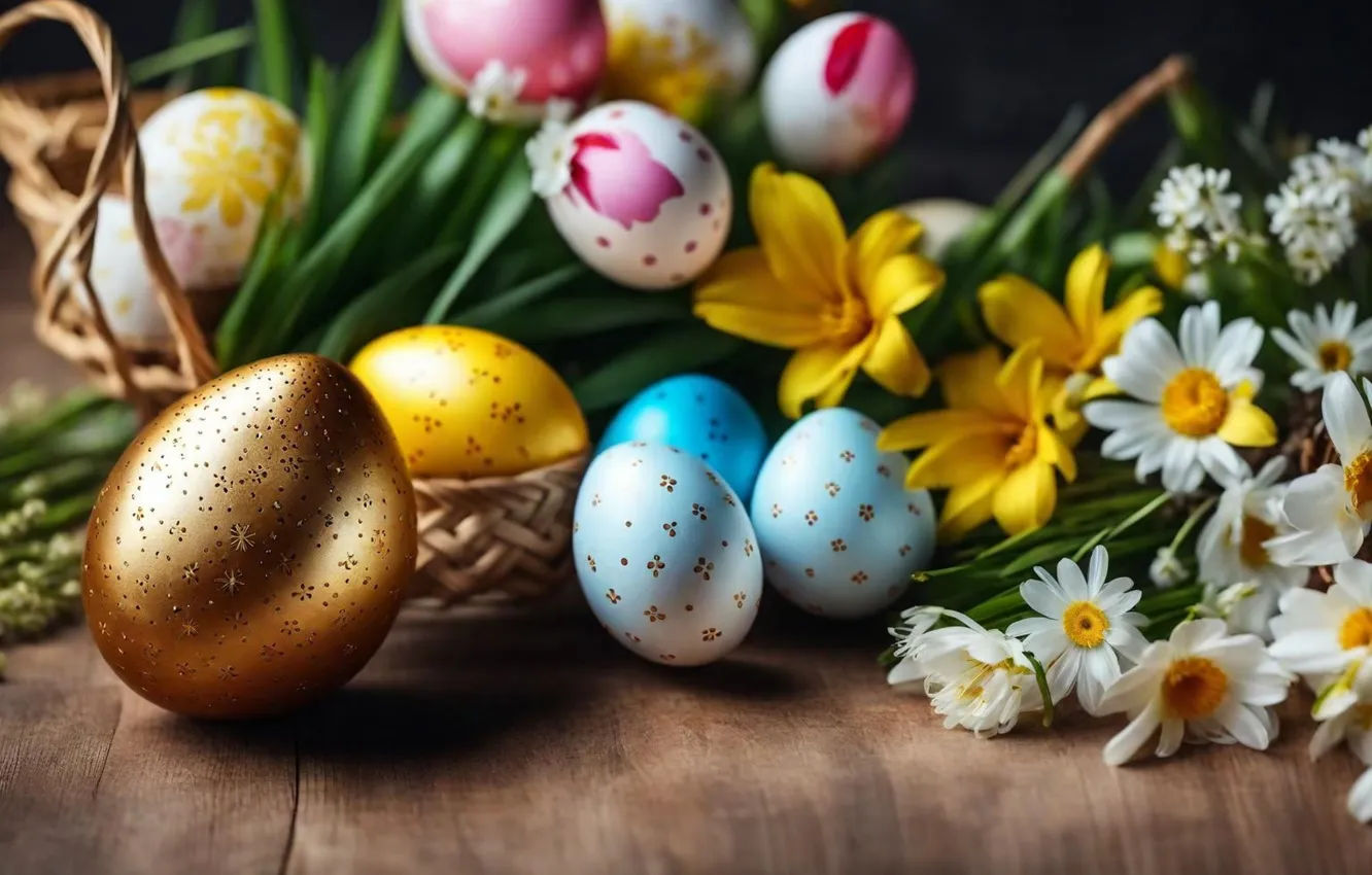 Фото обои цветы, яйца, весна, colorful, Пасха, happy, flowers, spring
