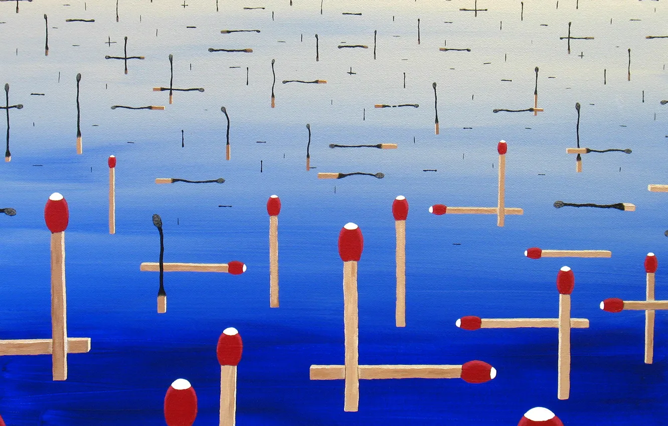 Фото обои абстракция, рисунок, спички, картина, холст