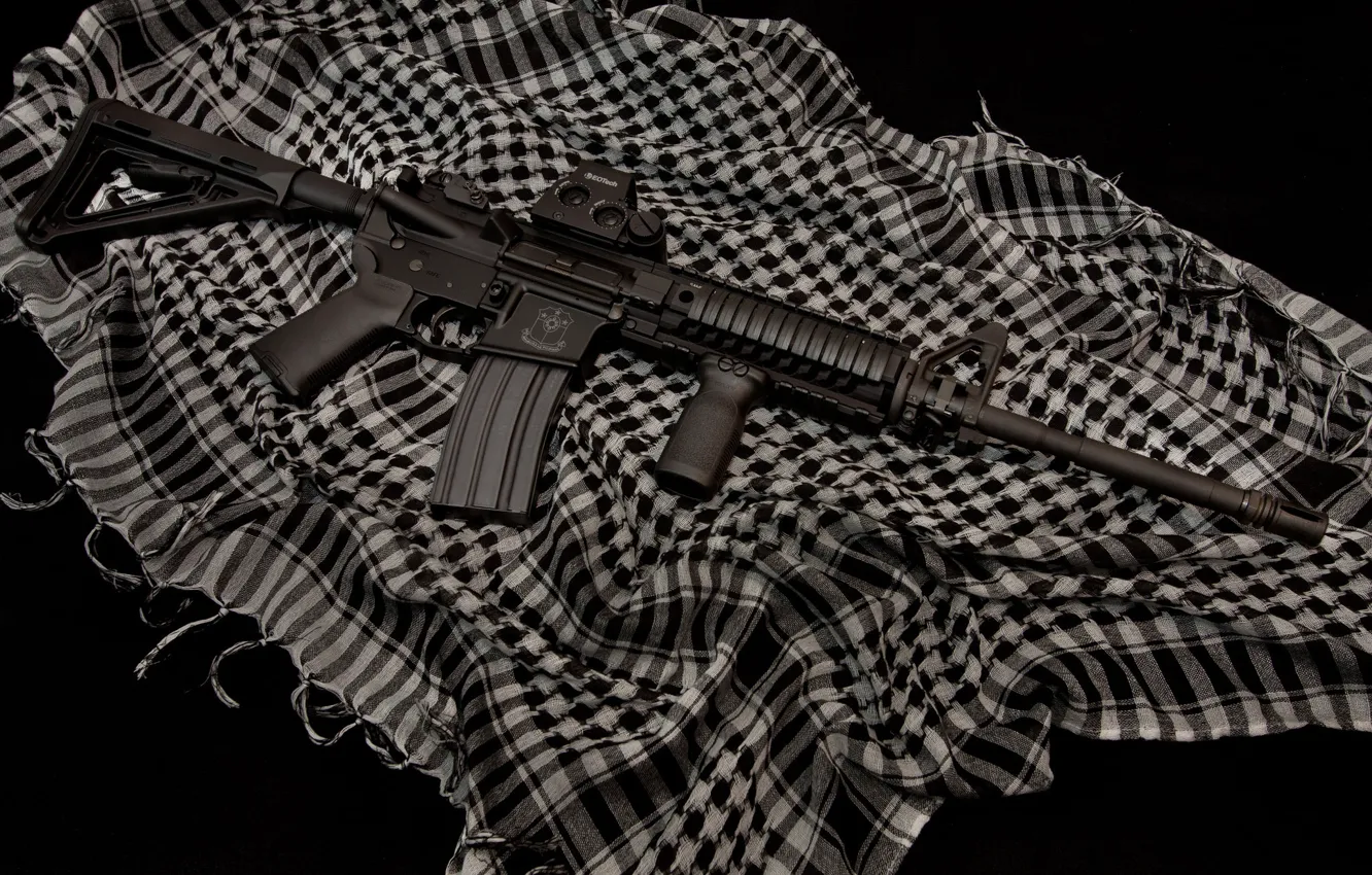 Фото обои оружие, ткань, AR-15, штурмовая винтовка