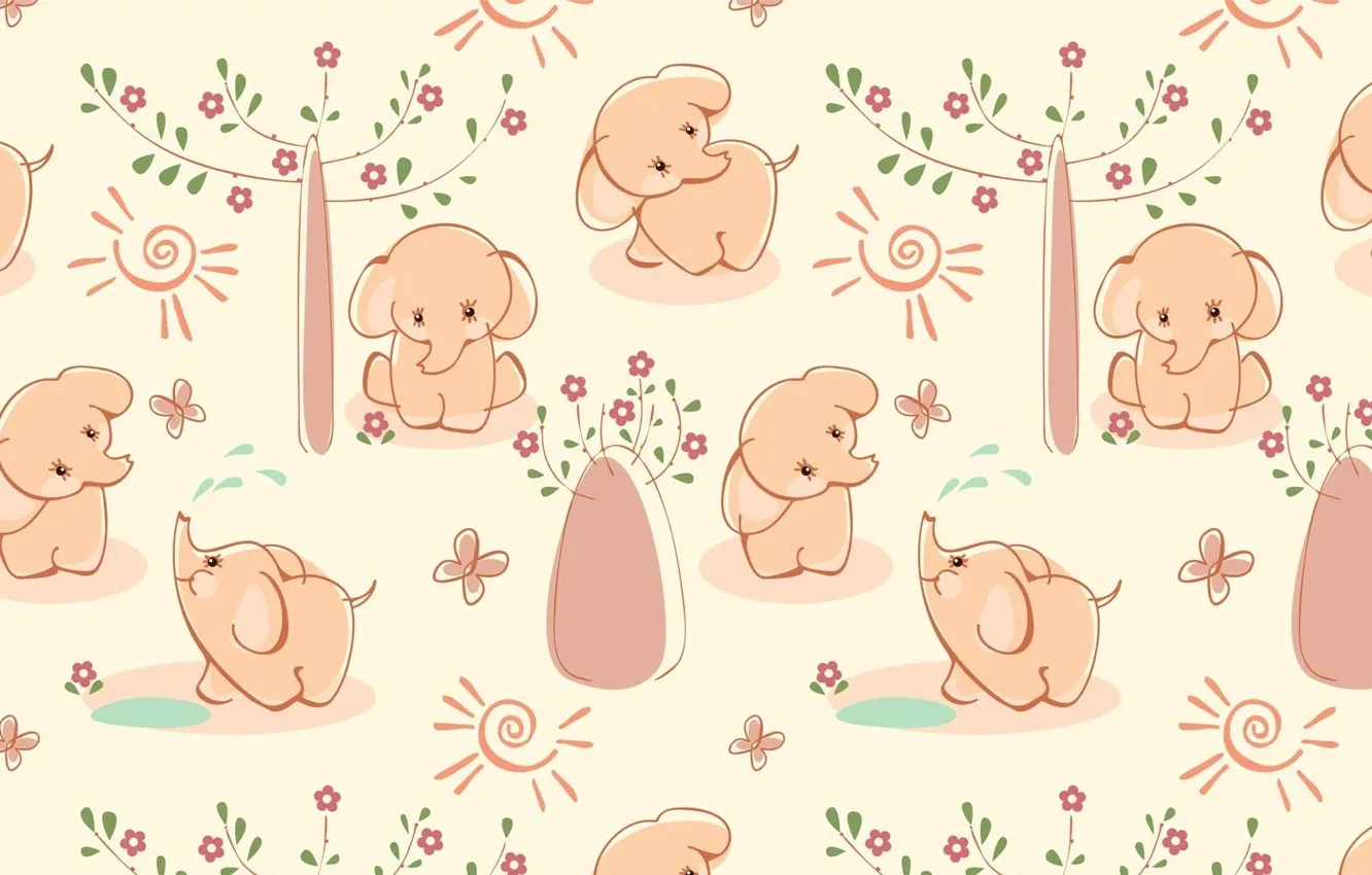 Фото обои фон, настроение, текстура, арт, слоник, детская