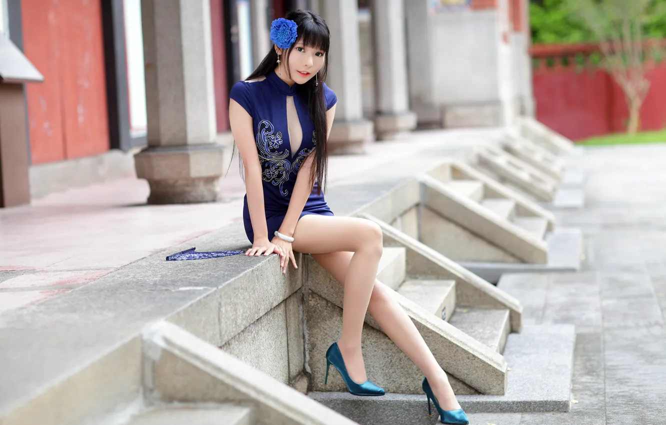 Фото обои взгляд, поза, нежность, азиатка, большая грудь, очарование, look, asian