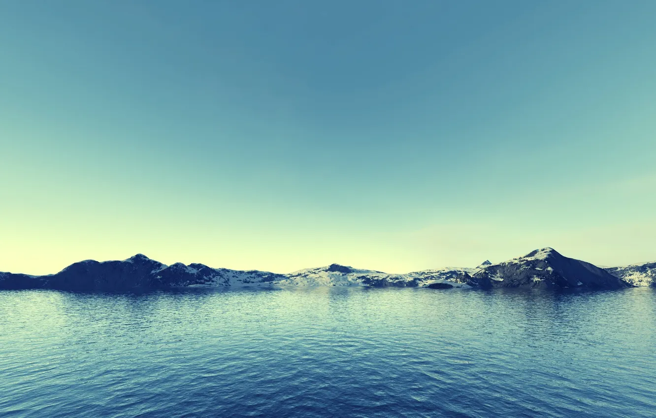 Фото обои небо, вода, пейзаж, горы, озеро, рассвет, голубое, утро