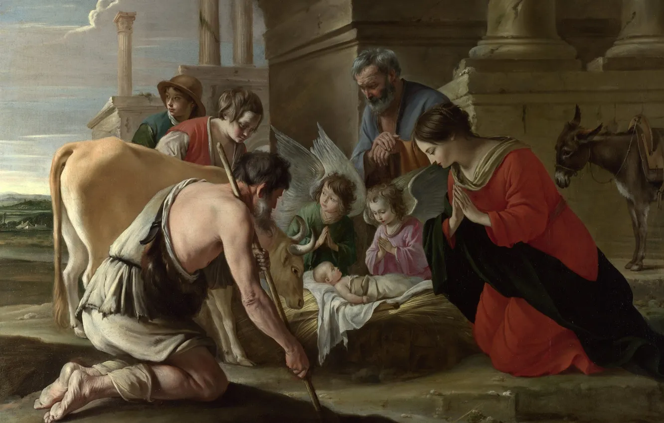 Фото обои картина, Братья Ленен, The Adoration of the Shepherds