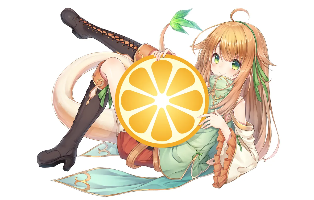 Фото обои апельсин, долька, девочка, цитрус