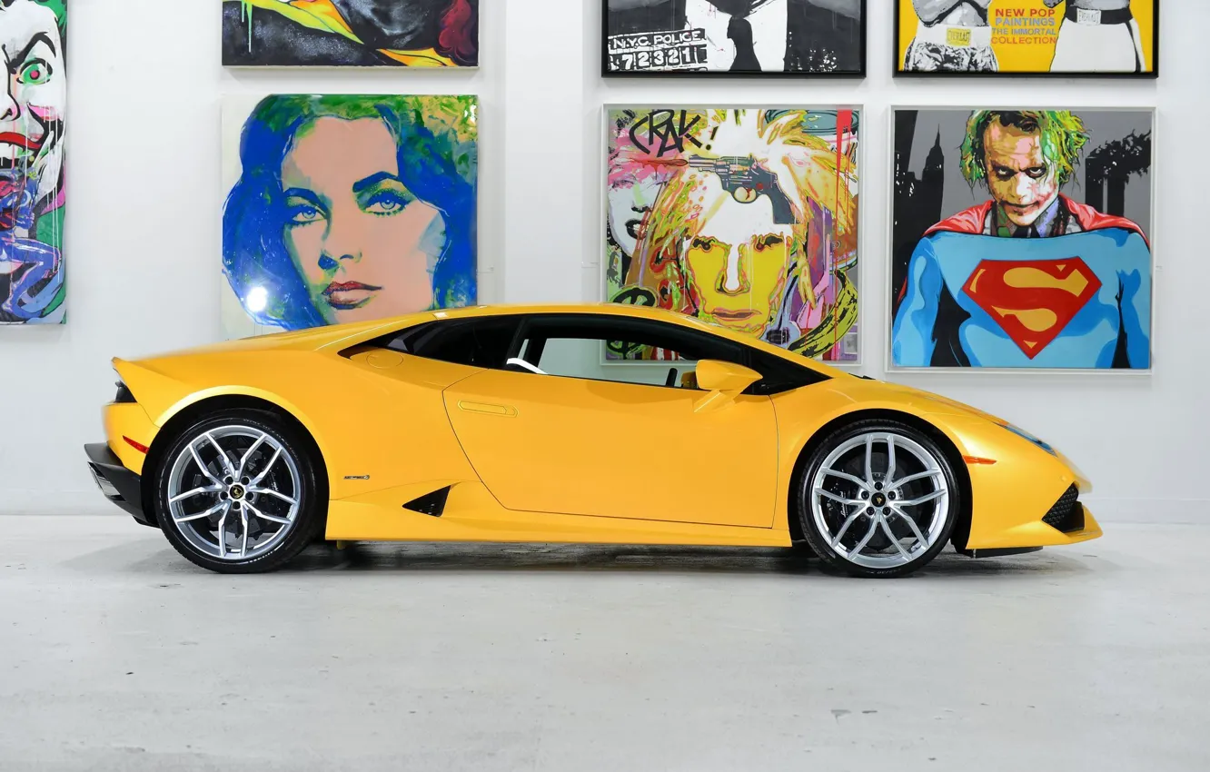Фото обои Lamborghini, Yellow, Side, Studio, Picture, Supercar, Huracan, LP610-4