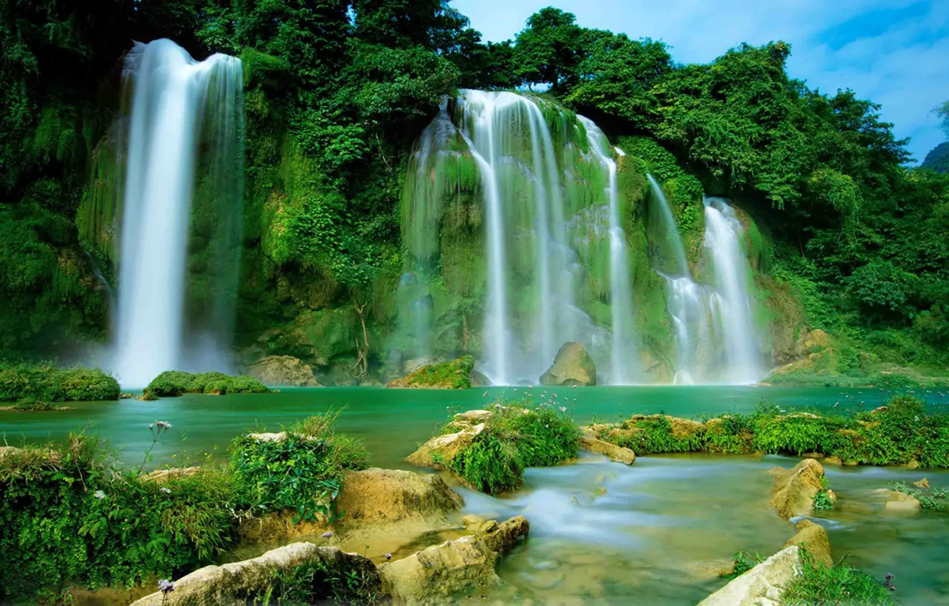 Фото обои река, водопад, Вьетнам, Ban Gioc Falls, Дэтянь