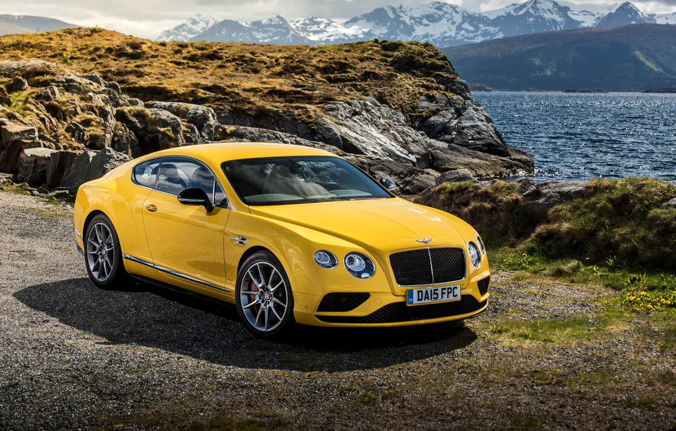 Фото обои желтый, Bentley, Continental, бентли, континенталь, V8 S, 2015