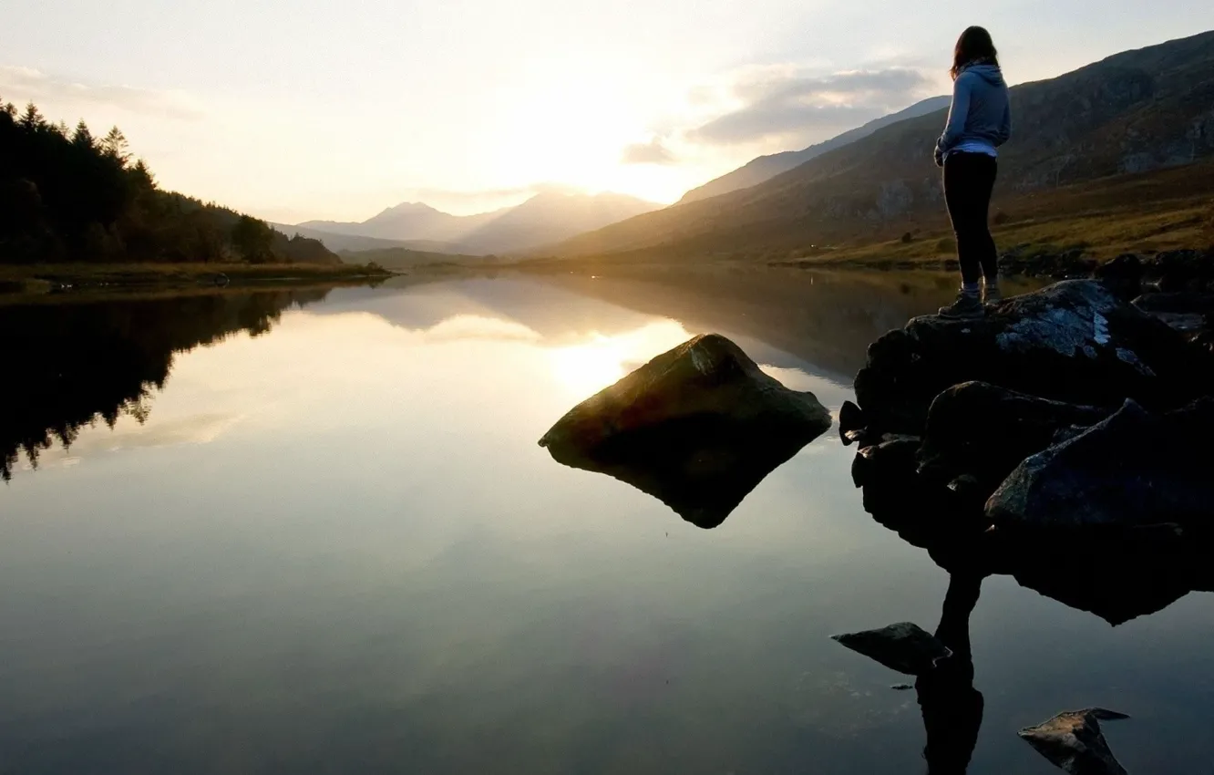 Фото обои landscape, girls, nature