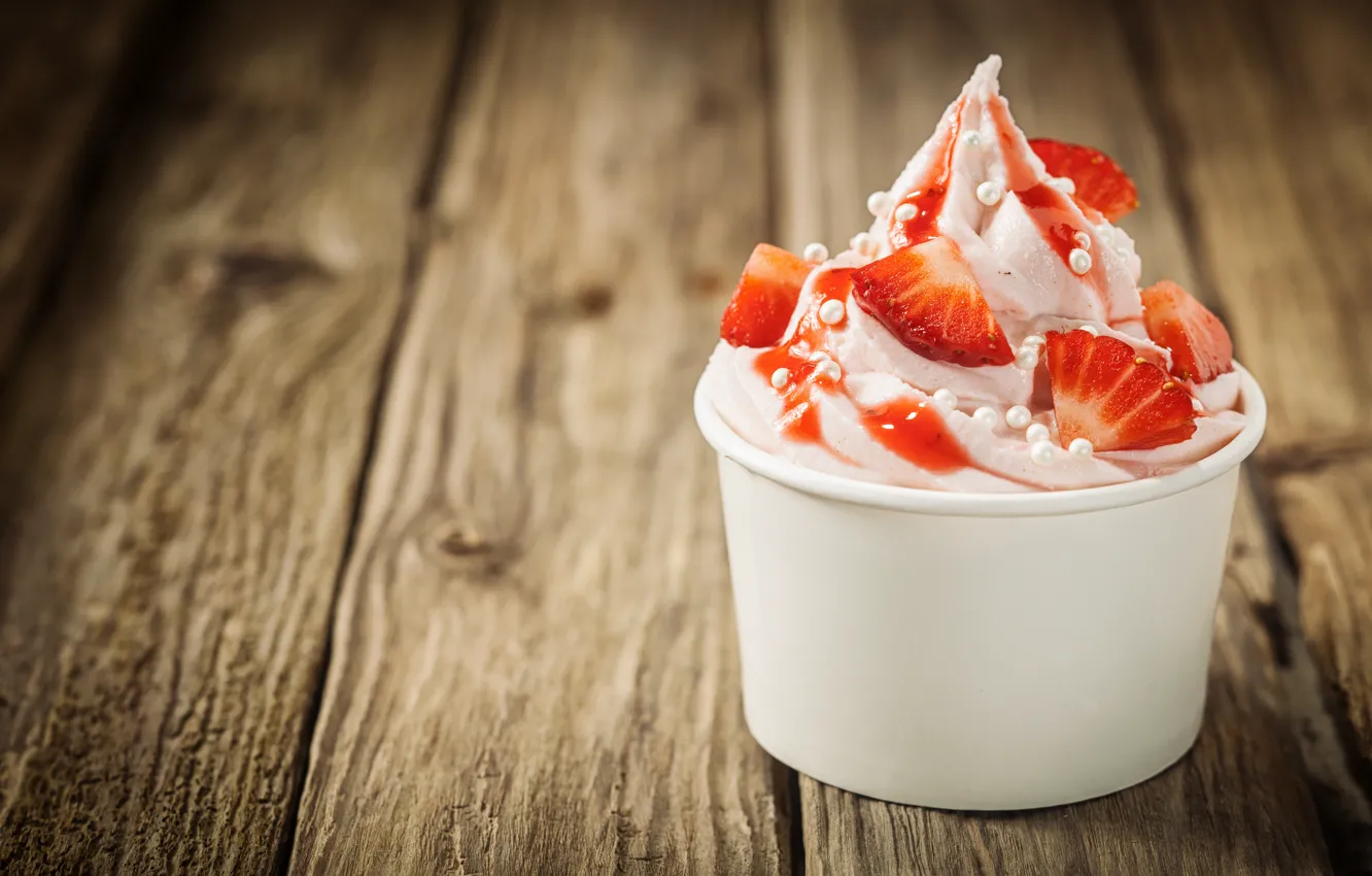 Фото обои ягоды, клубника, мороженое, десерт, сладкое, strawberry, dessert, ice cream