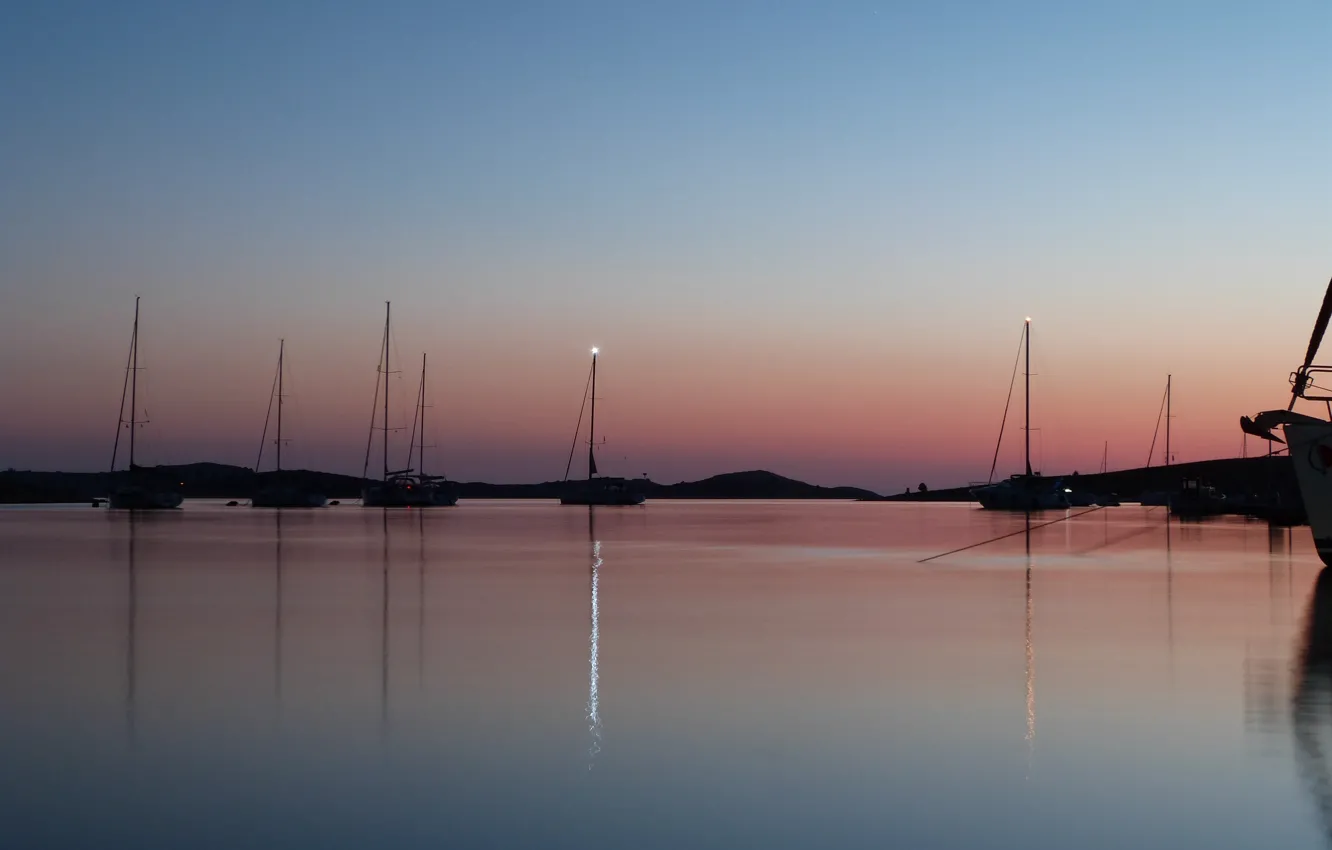 Фото обои evening, yachts, croatia, kornati