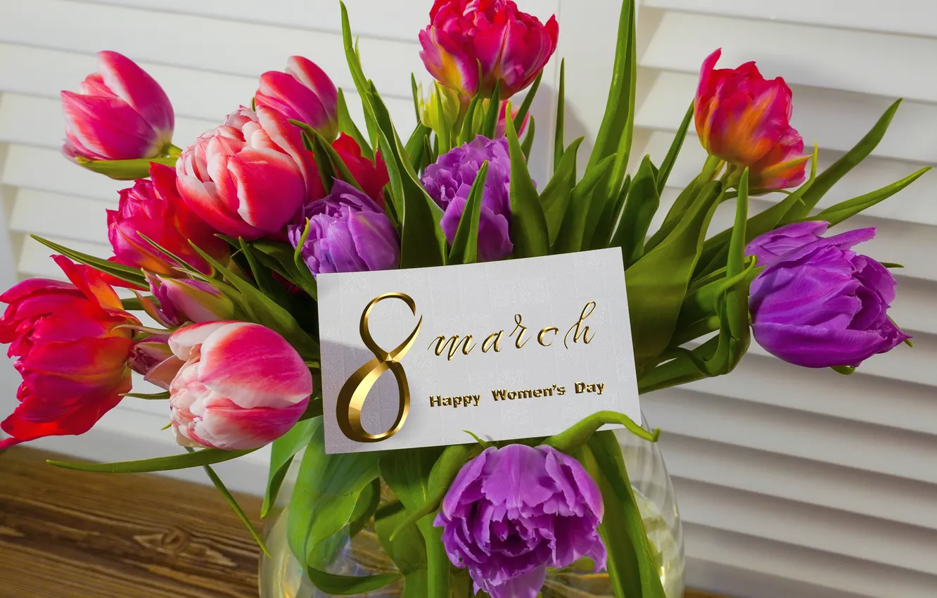 Фото обои цветы, colorful, тюльпаны, happy, 8 марта, flowers, tulips, spring