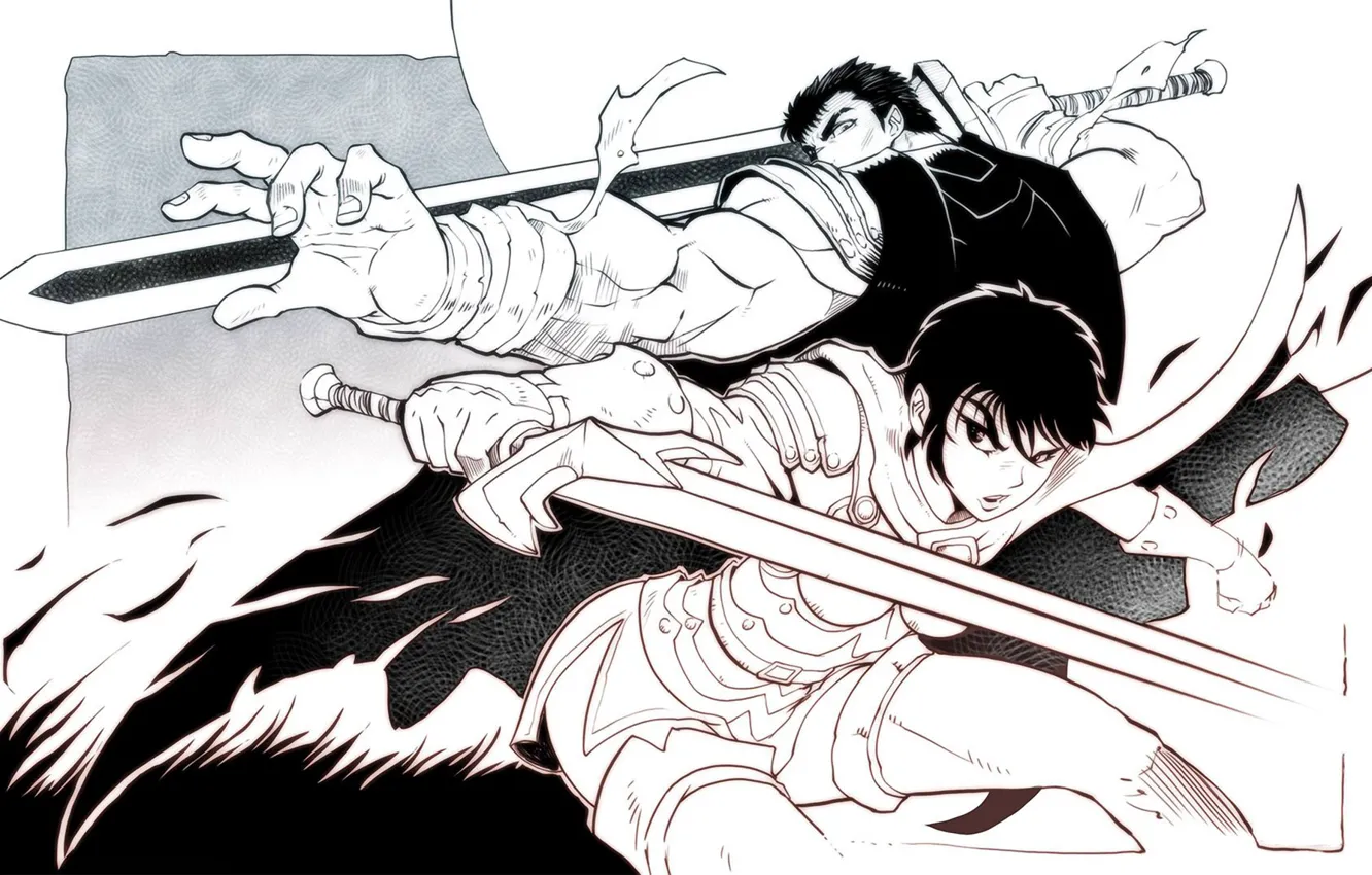 Фото обои sword, anime, Berserk, manga, berserker, Black Swordsman, Guts, Dragon Slayer