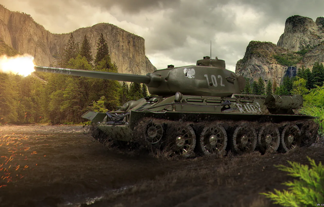 Фото обои Игры, game, Танк, weapon, Т-34, world of tanks, tank, Мир Танков