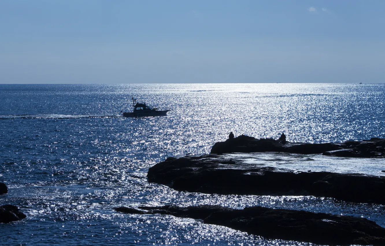 Фото обои море, небо, пейзаж, голубое, police, морская полиция