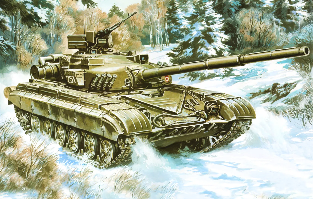 Фото обои рисунок, танк, СССР, Т-64Б, ОБТ