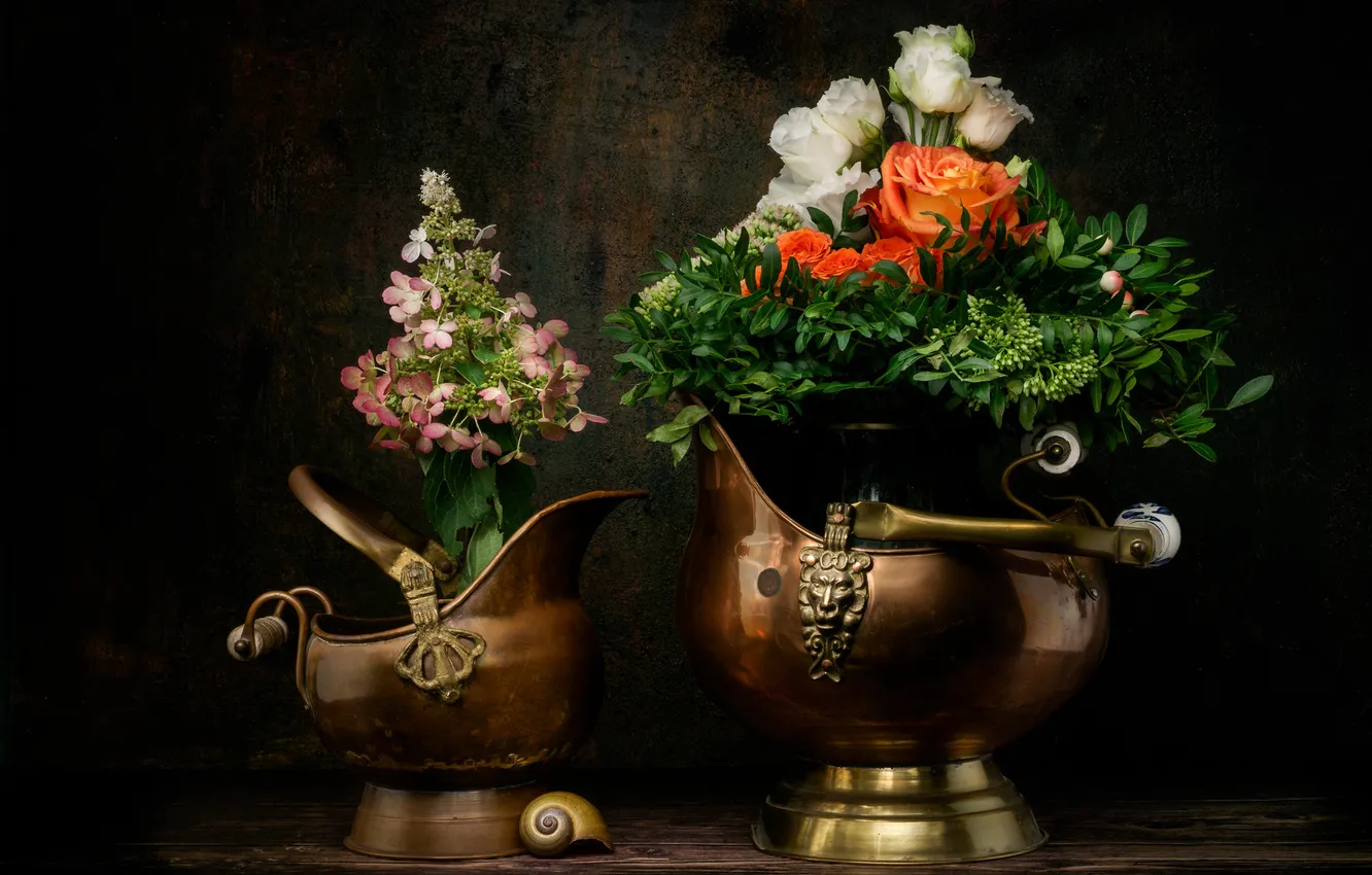 Фото обои цветы, букет, натюрморт, flowers, вазы, still life, bouquet, vases