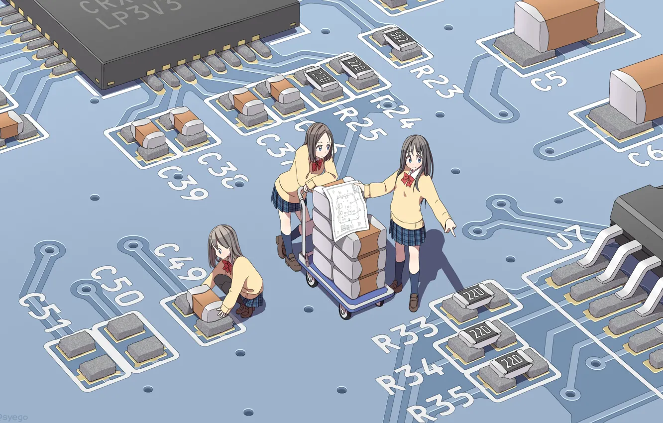 Фото обои компьютер, аниме, системные платы