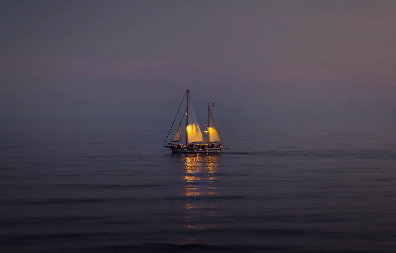 Фото обои lights, sea, seascape, boat, sailing