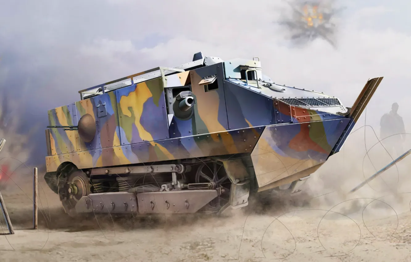 Фото обои war, art, painting, tank, Schneider CA Early