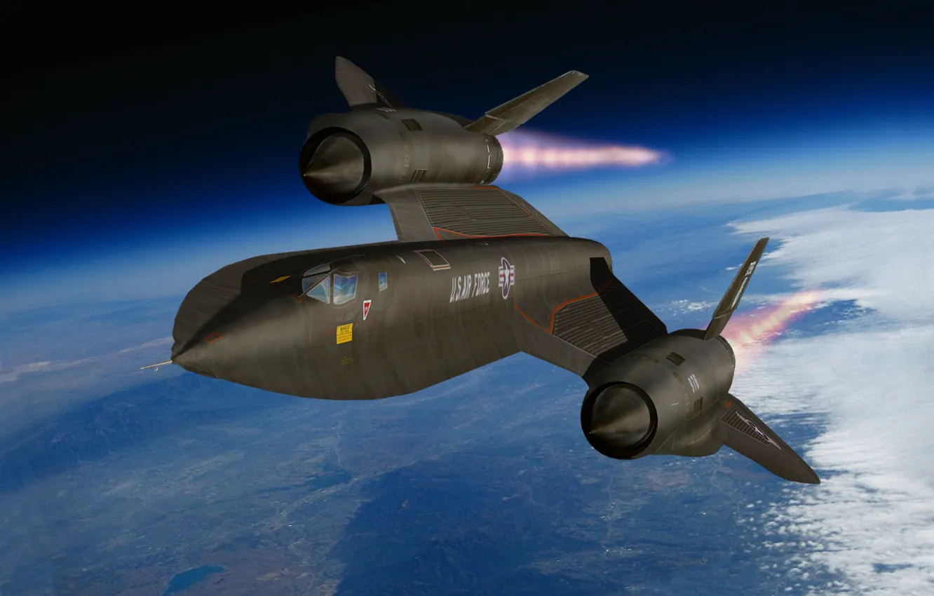 Фото обои небо, полет, земля, рисунок, разведчик, стратегический, ВВС США, Lockheed SR-71