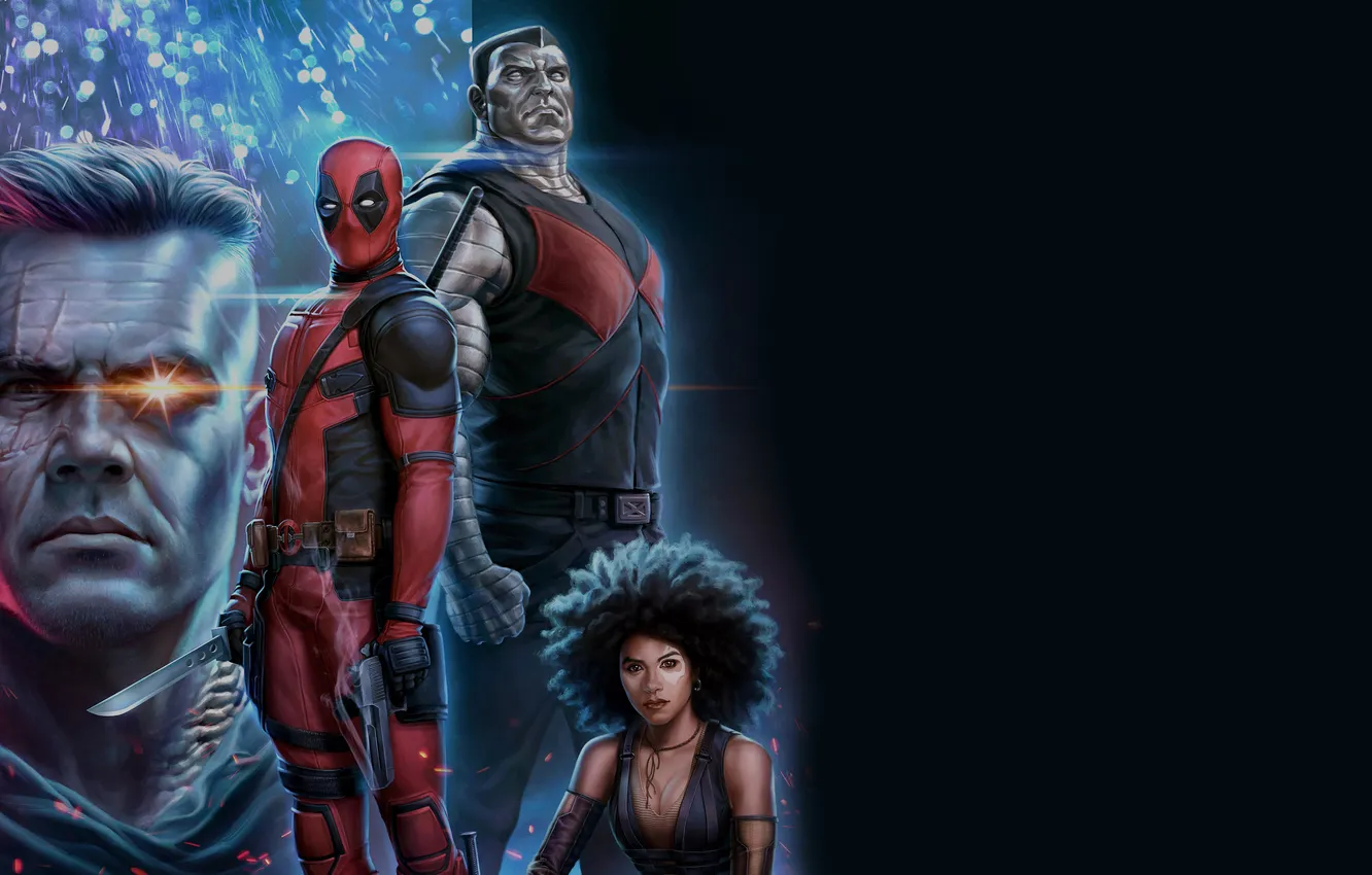 Фото обои фантастика, рисунок, арт, Райан Рейнольдс, Ryan Reynolds, черный фон, Deadpool, комикс