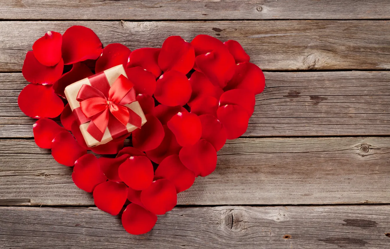 Фото обои любовь, цветы, подарок, романтика, сердце, розы, лепестки, love